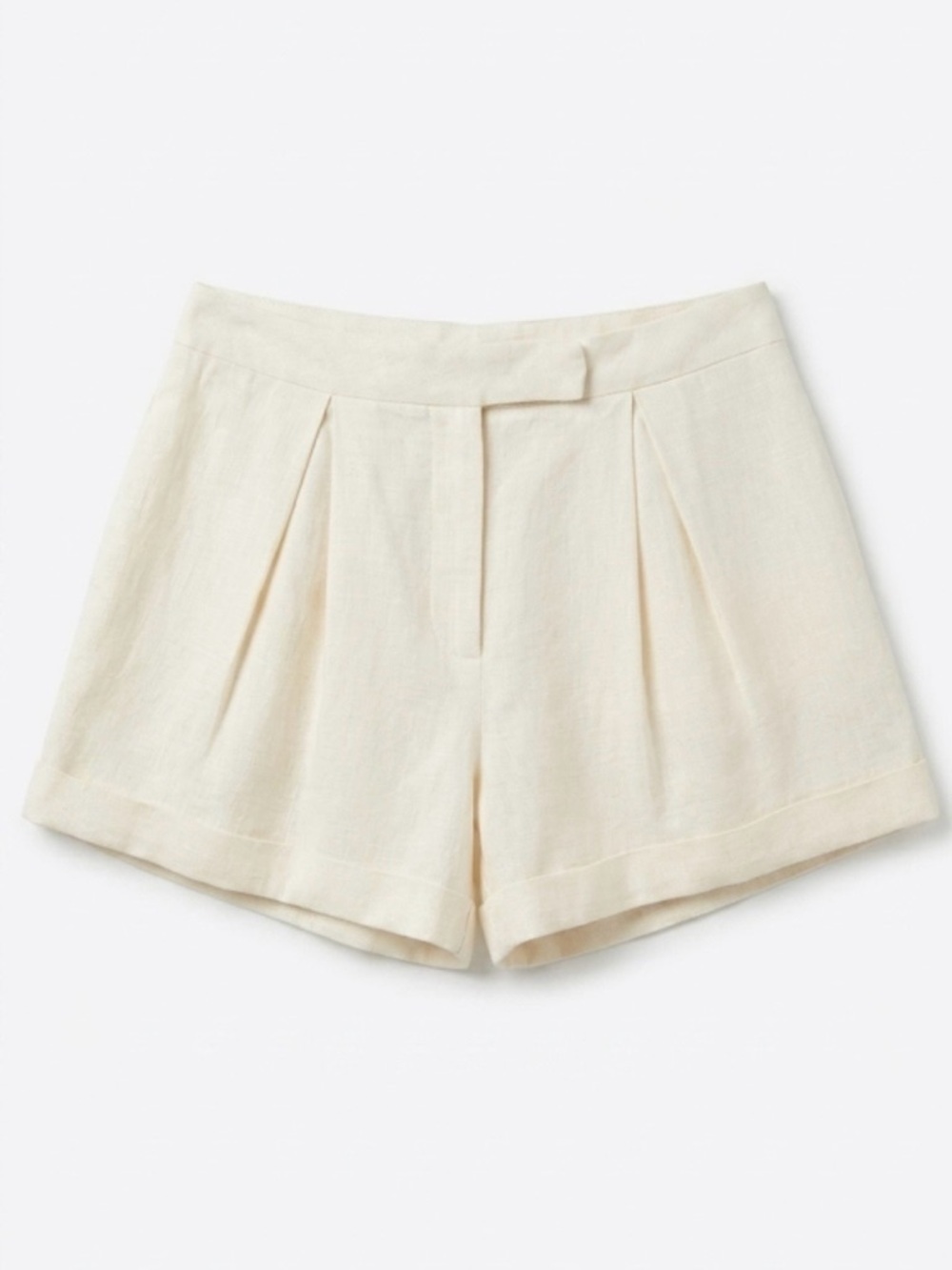 Forever 21 Cream High-Waist Pleated Shorts M